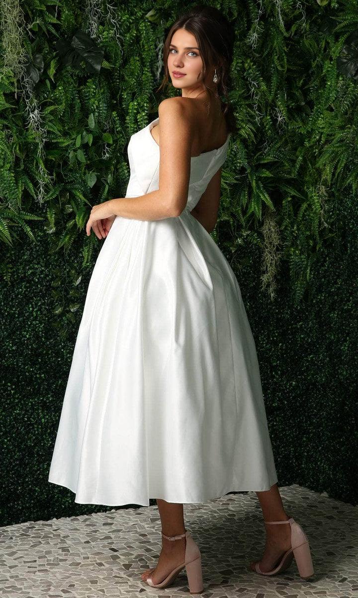 Robes de soirée pour femmes / Robe de soirée asymétrique plissée, coupe trapèze, longueur thé